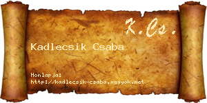 Kadlecsik Csaba névjegykártya